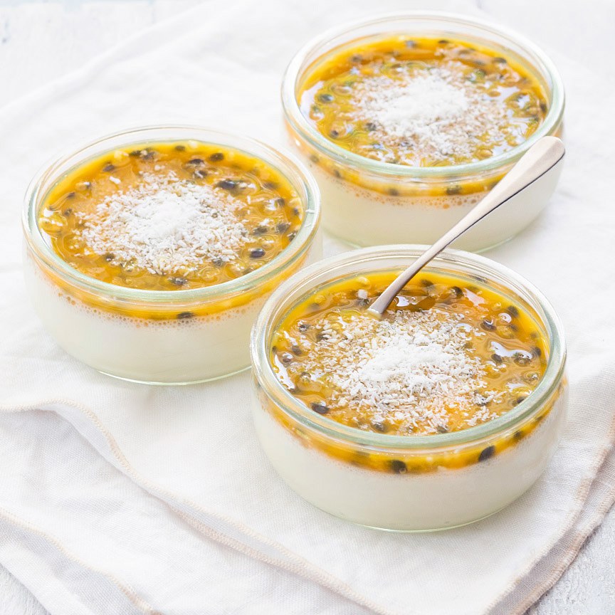  Panna cotta kokos passievrucht