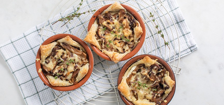 Hartige taartjes met paddenstoelen