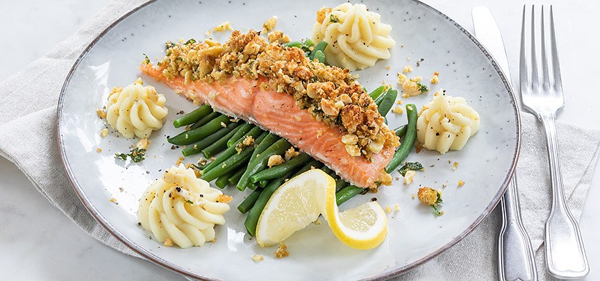 Zalm met amandelkorst
