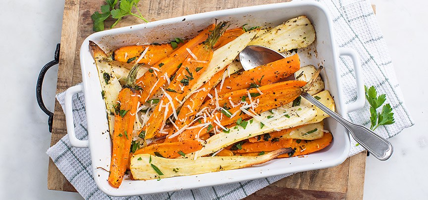 Pastinaak en wortel uit de oven