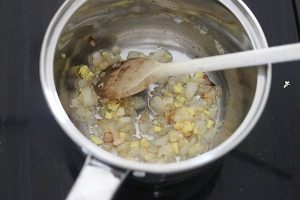 Babi pangang stap 2 - bak de gember en ui in een pan