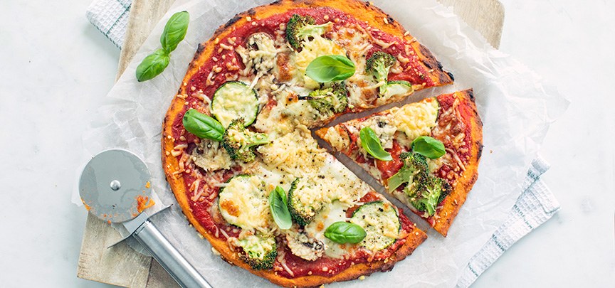 Zoete aardappel pizza