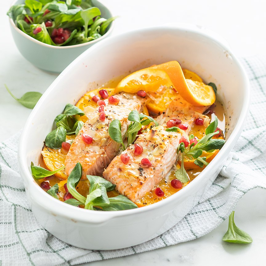  Zalm met sinaasappel uit de oven