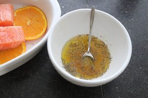 Zalm met sinaasappel uit de oven