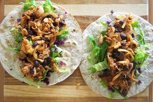 Barbecue pulled jackfruit wraps