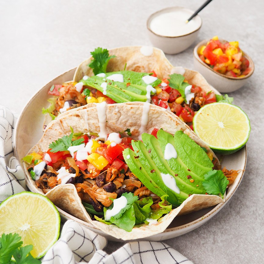 Barbecue pulled jackfruit wraps