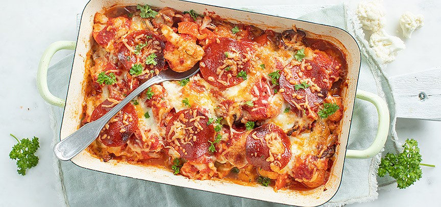 Bloemkool pizza schotel