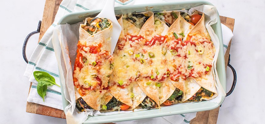 Enchilada’s met spinazie uit de oven