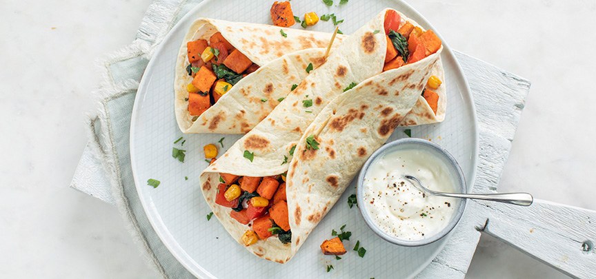 Wraps met zoete aardappel