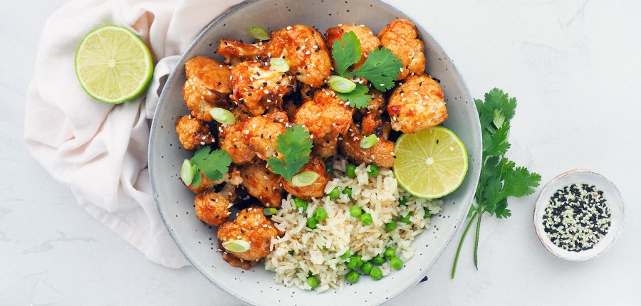 Sticky bloemkool met rijst