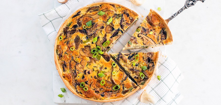 Quiche met paddenstoelen