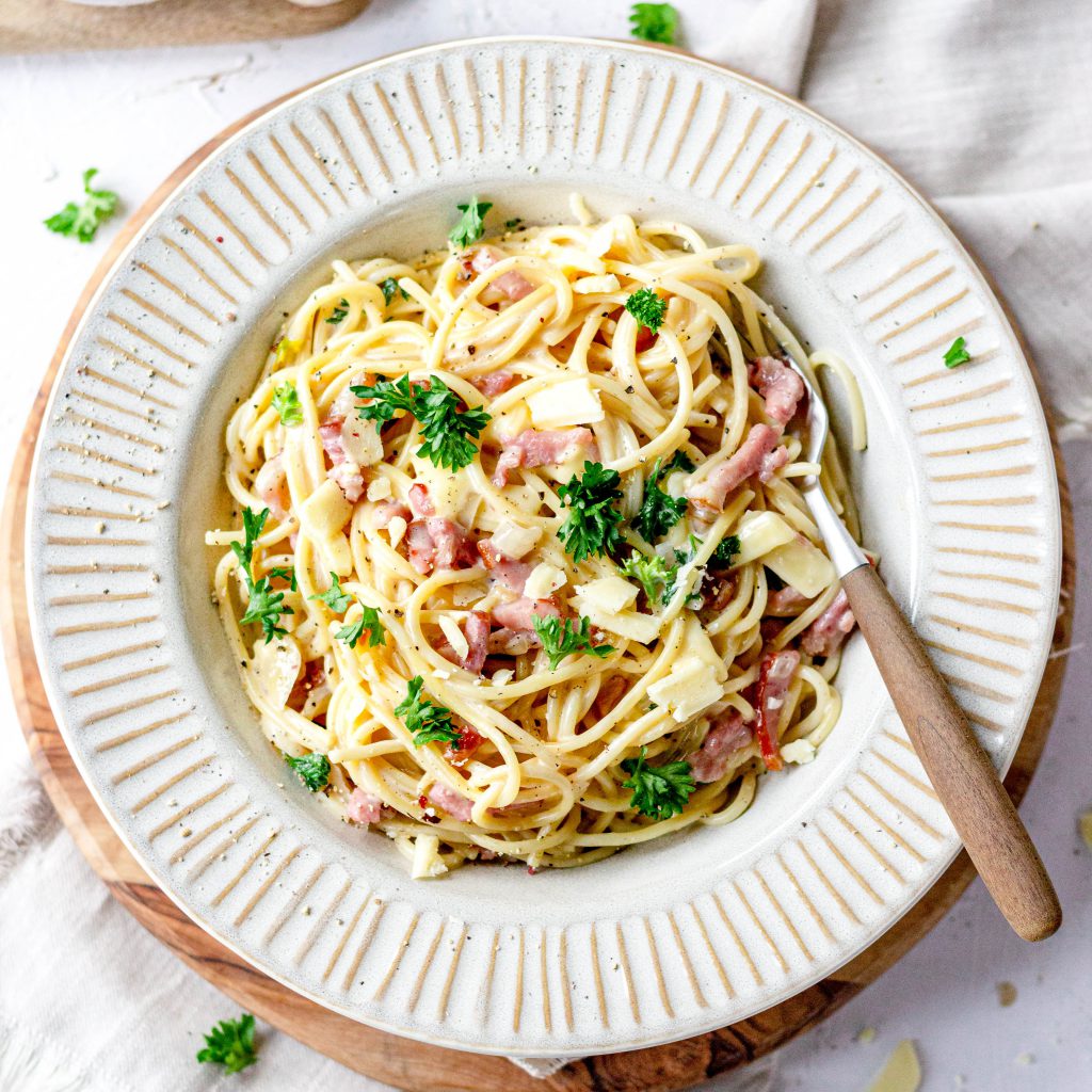 Lactosevrije pasta carbonara 
