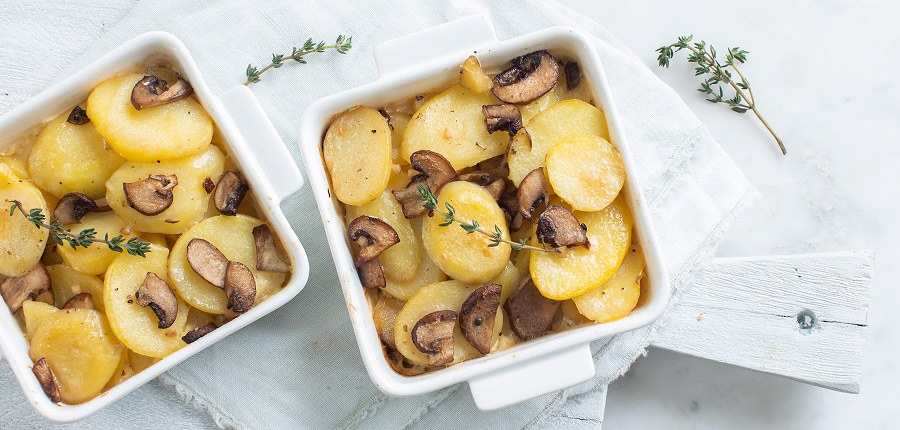 Luxe aardappelgratin met champignons en truffel