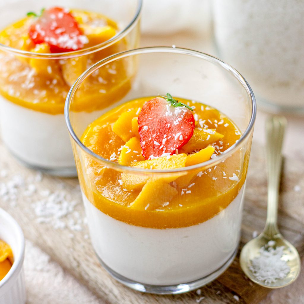 Lactosevrije mango kokos panna cotta