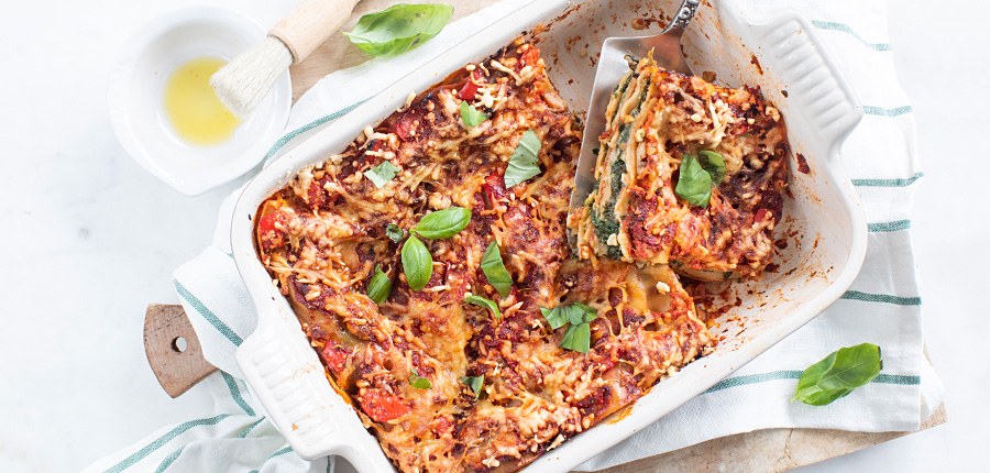 Gezonde lasagne met spinazie