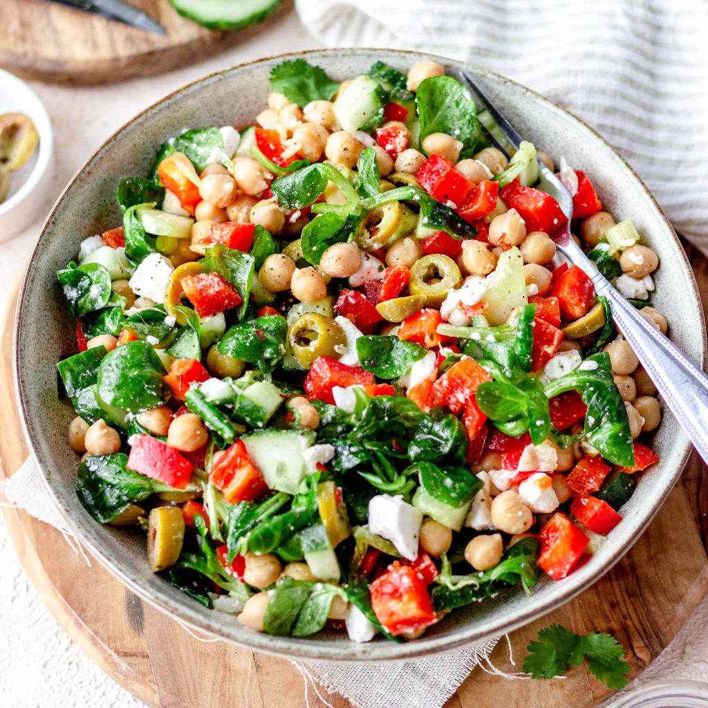 Salade met kikkererwten
