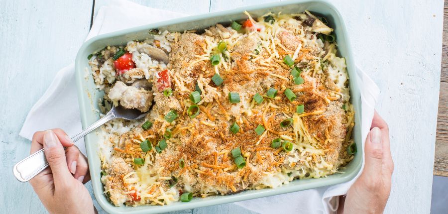 Romige rijstschotel met kip