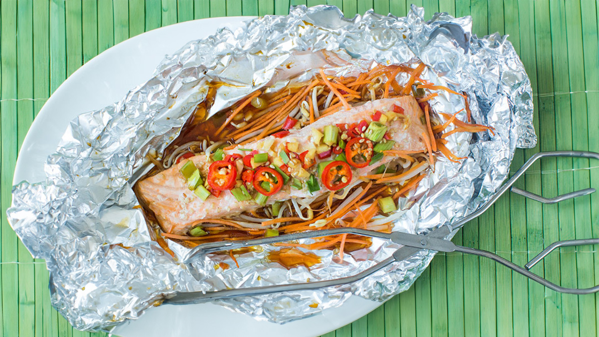 Zalmpakketjes van de BBQ