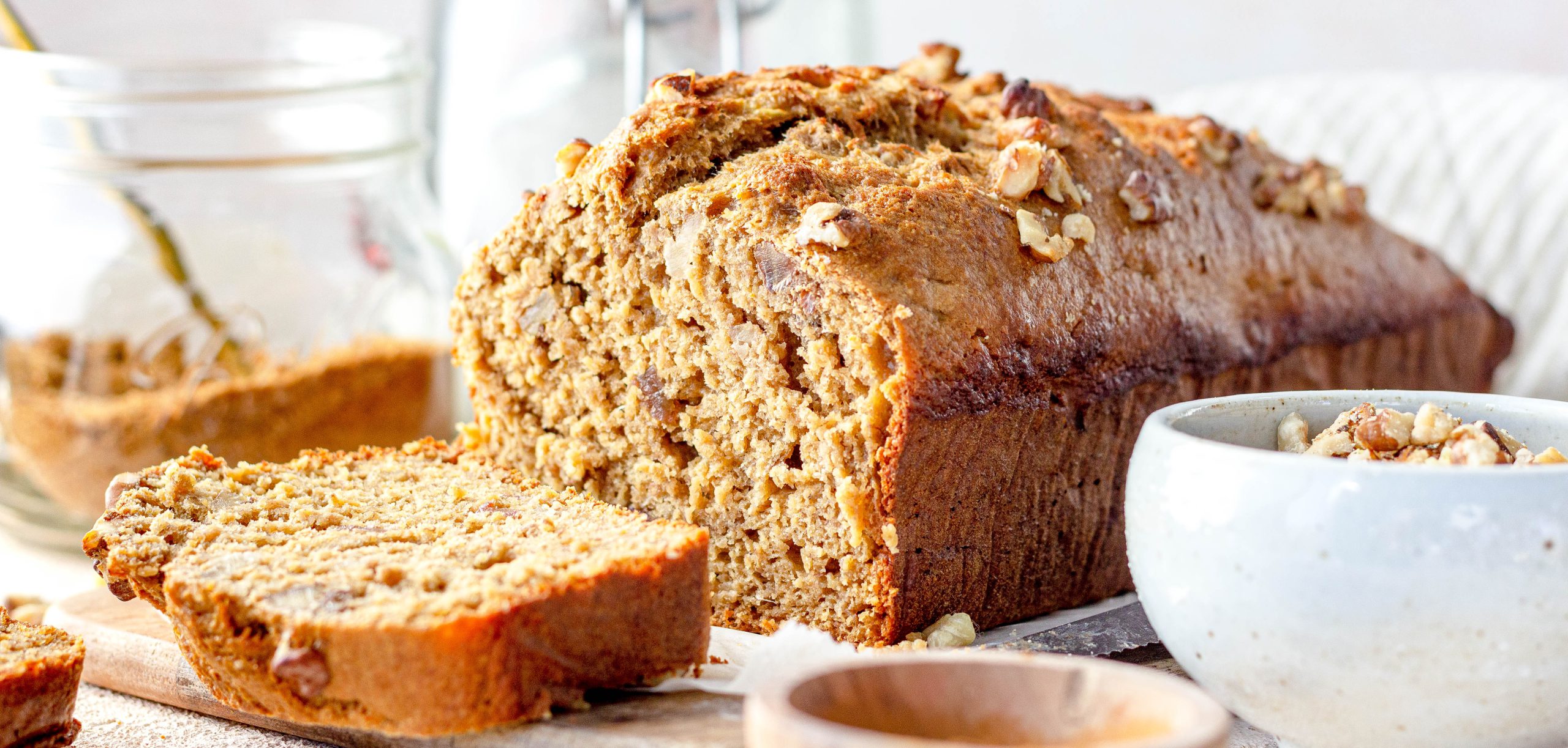 Lactosevrij bananenbrood met walnoten