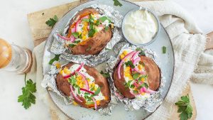 gepofte zoete aardappel bbq
