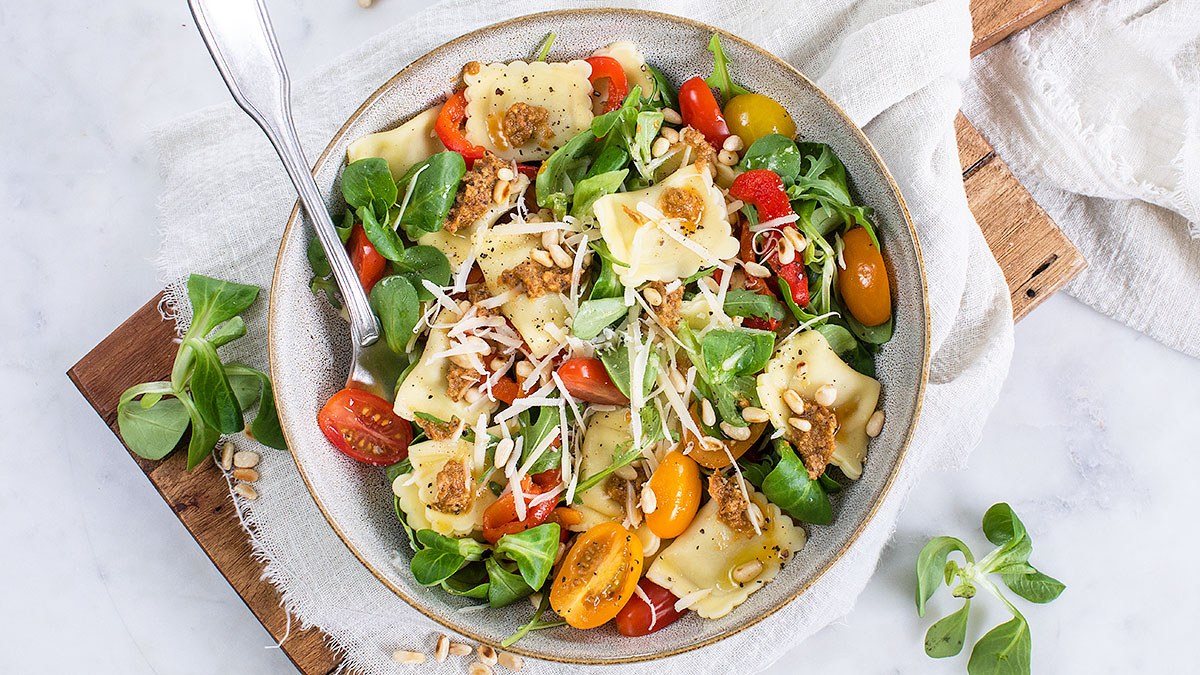 Snelle ravioli salade