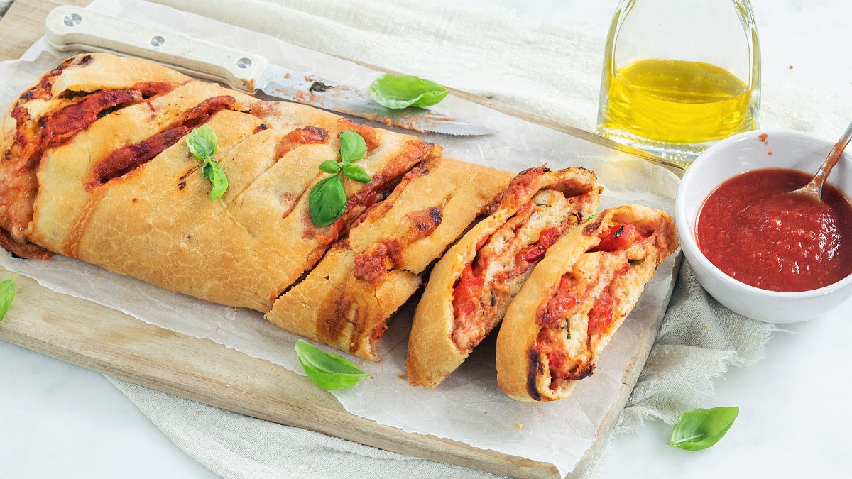 Stromboli (opgerolde pizza)