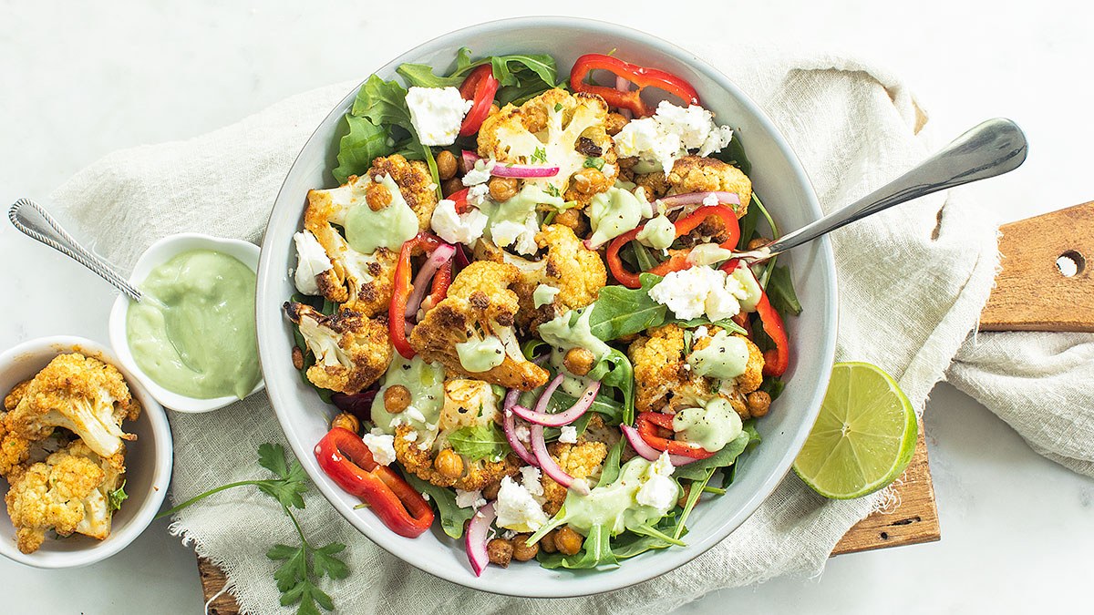 Salade met geroosterde bloemkool