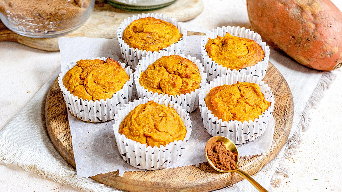 Gezonde zoete aardappel muffins
