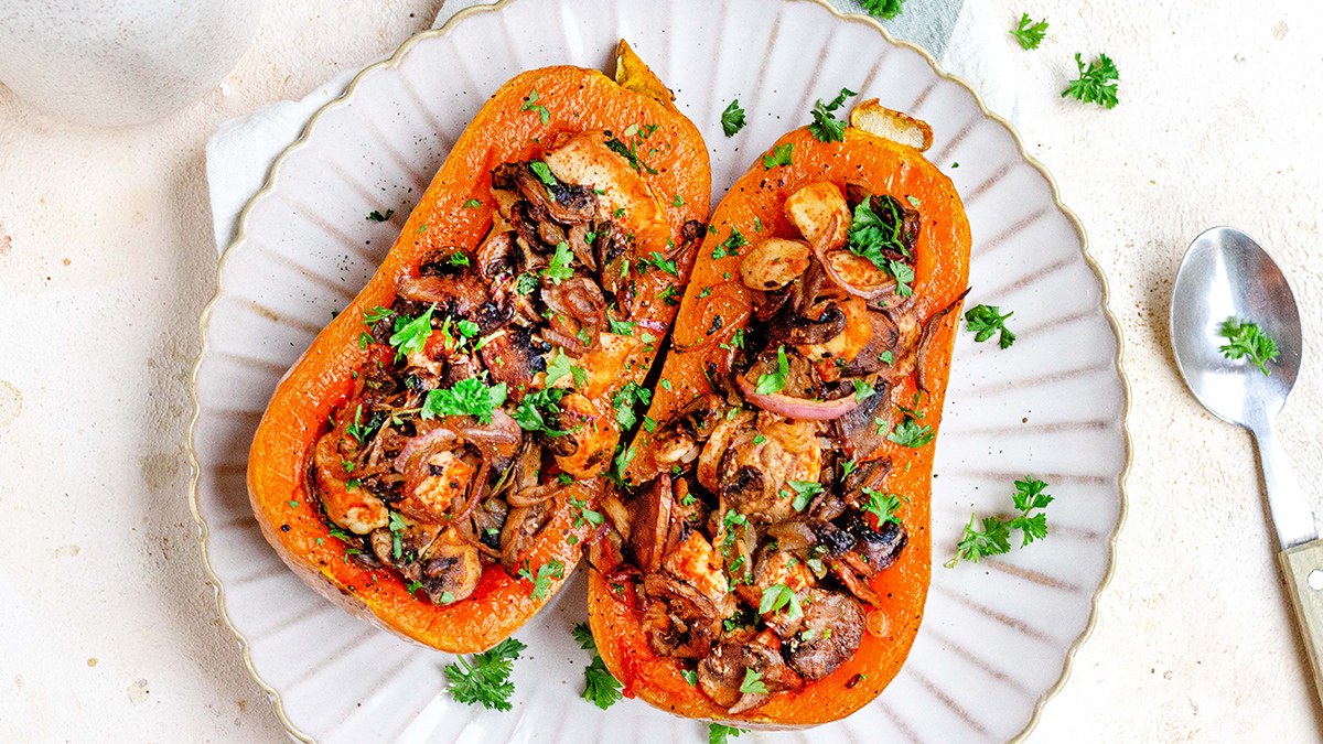 Gevulde pompoen uit de oven