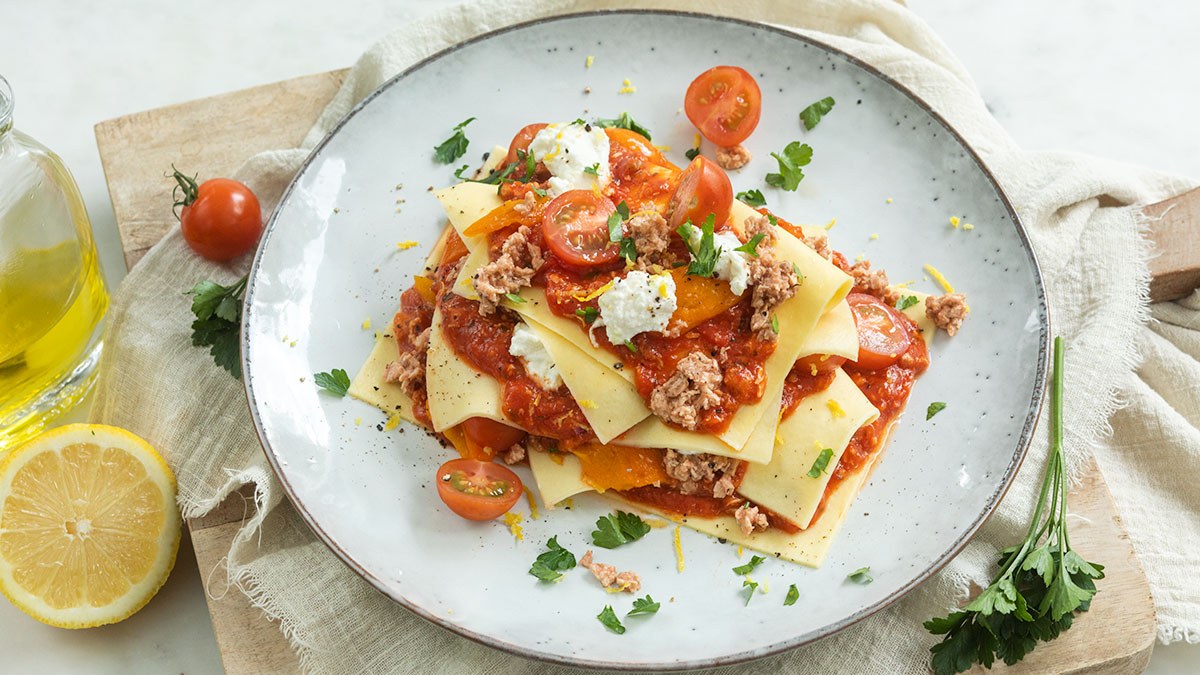 Lasagne met tonijn en citroen-ricotta