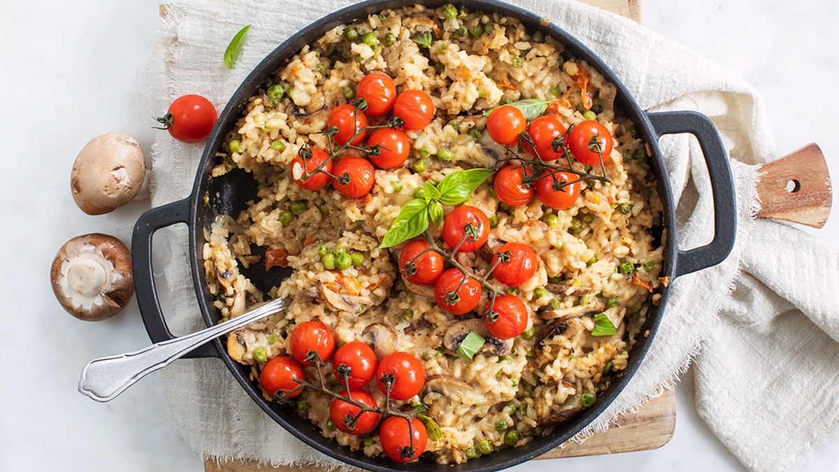 Risotto uit de oven met cherrytomaatjes