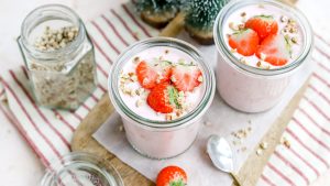 Lactosevrije aardbeien Kerst mousse