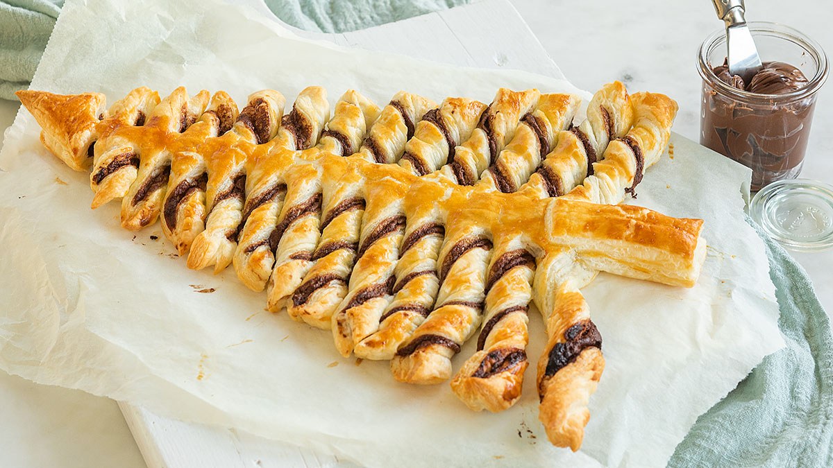 Nutella bladerdeeg kerstboom