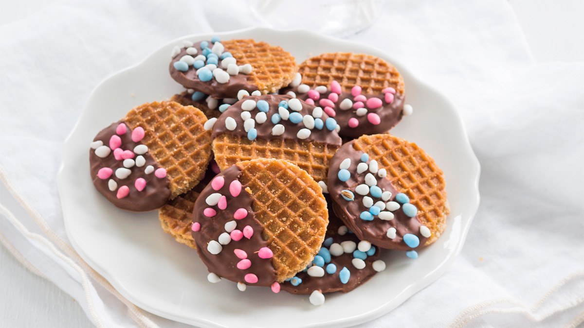 Mini stroopwafels met muisjes