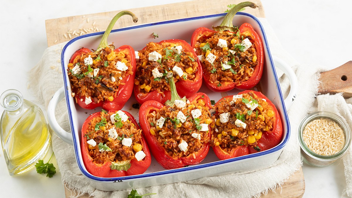 Gevulde paprika’s met rijst