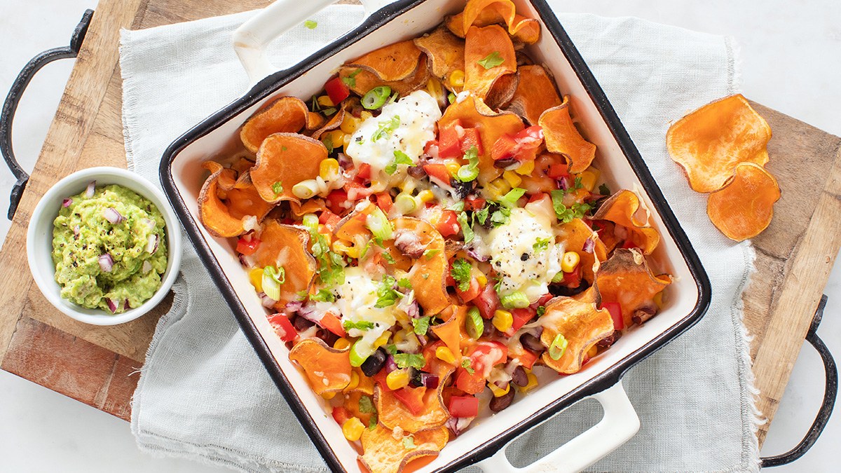 Zoete aardappel nacho’s