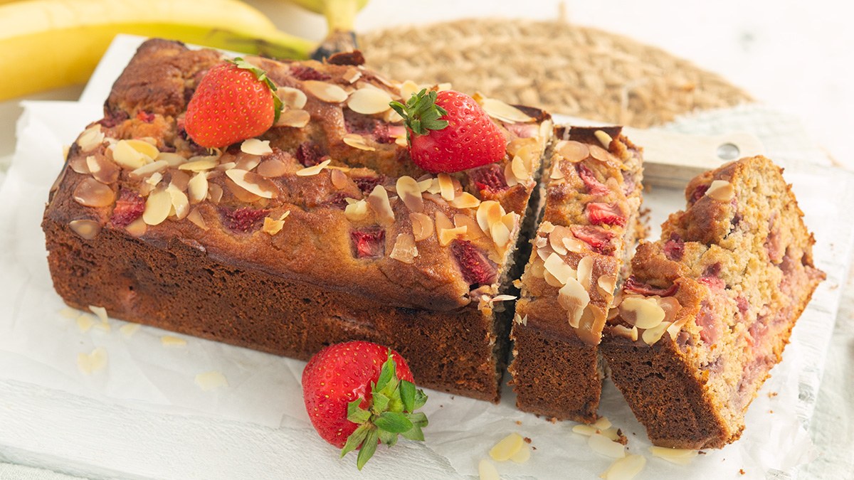 Bananenbrood met aardbeien