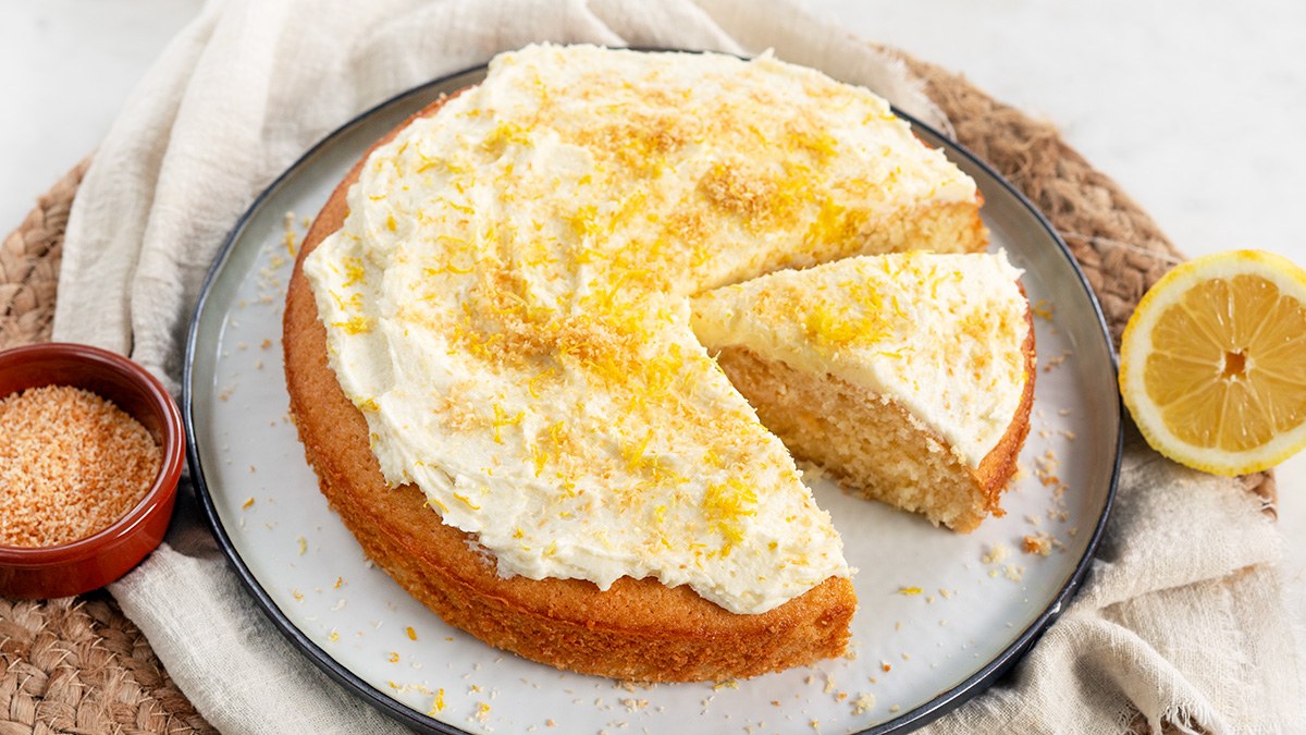 Kokoscake met citroentopping