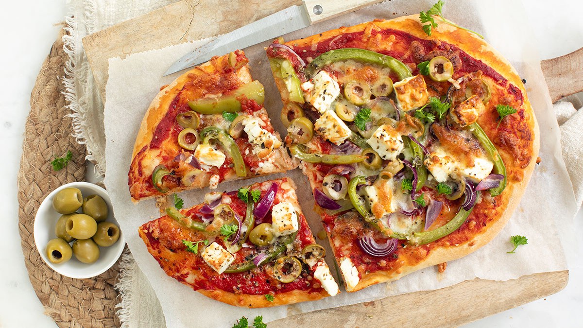 Griekse pizza met feta