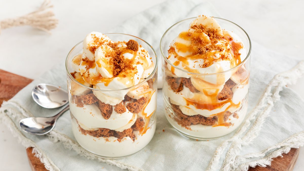 Banoffee toetje in een glaasje