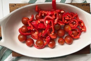 pasta met gebakken feta stap 1