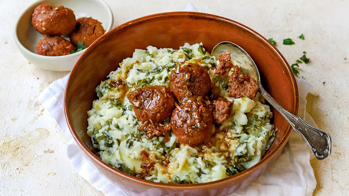 Pastinaak stamppot met balletjes