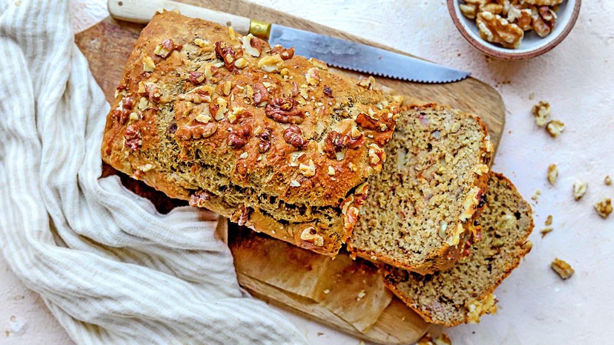 Glutenvrij bananenbrood met walnoten