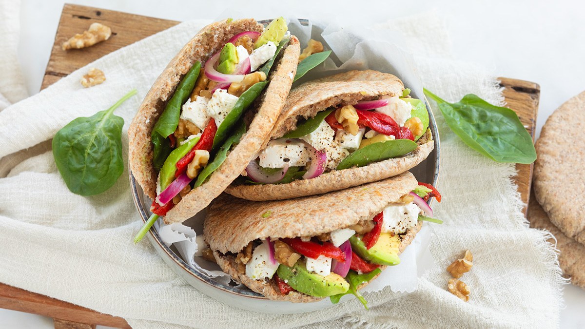 Pitabroodje met geitenkaas