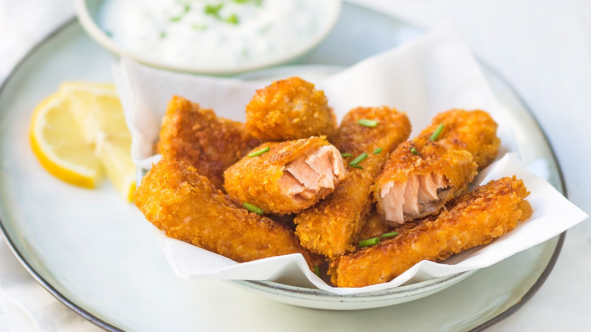 Krokante zalm vissticks