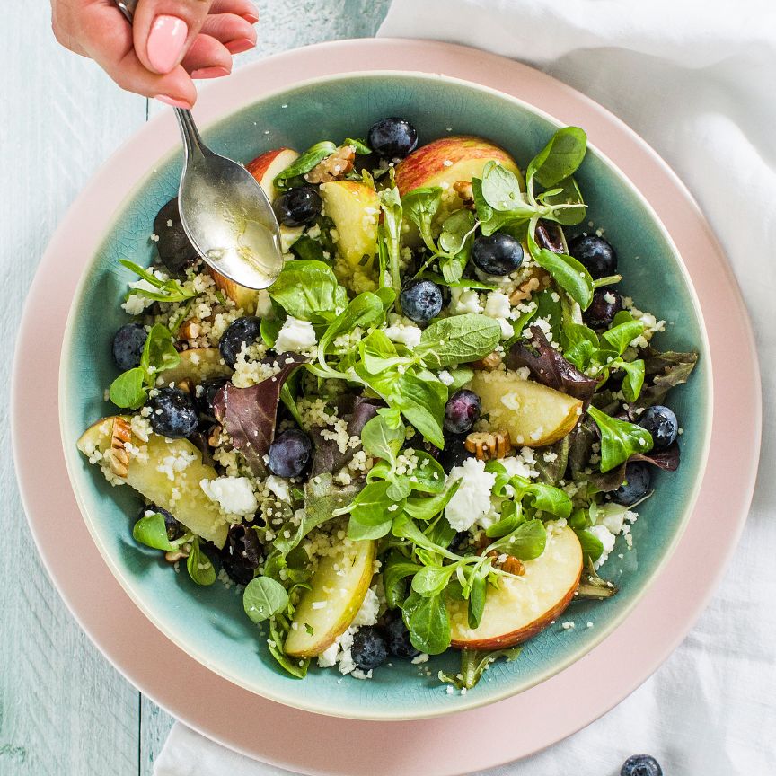 blauwe bessen salade maken