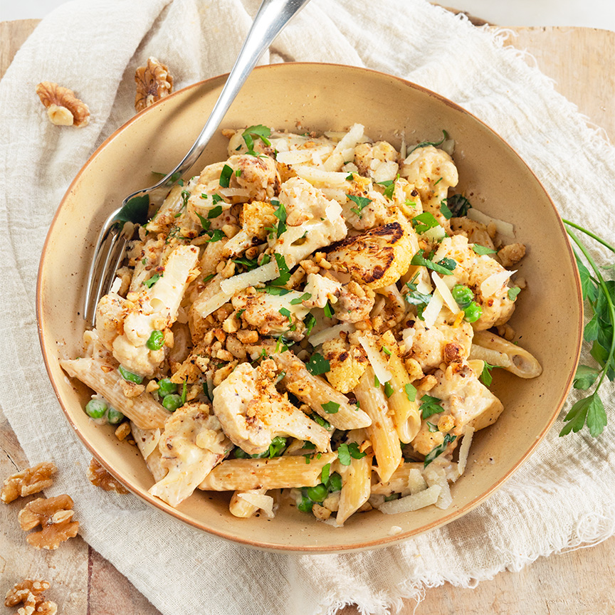 Pasta met geroosterde bloemkool recept