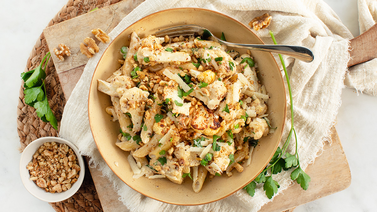 Pasta met geroosterde bloemkool