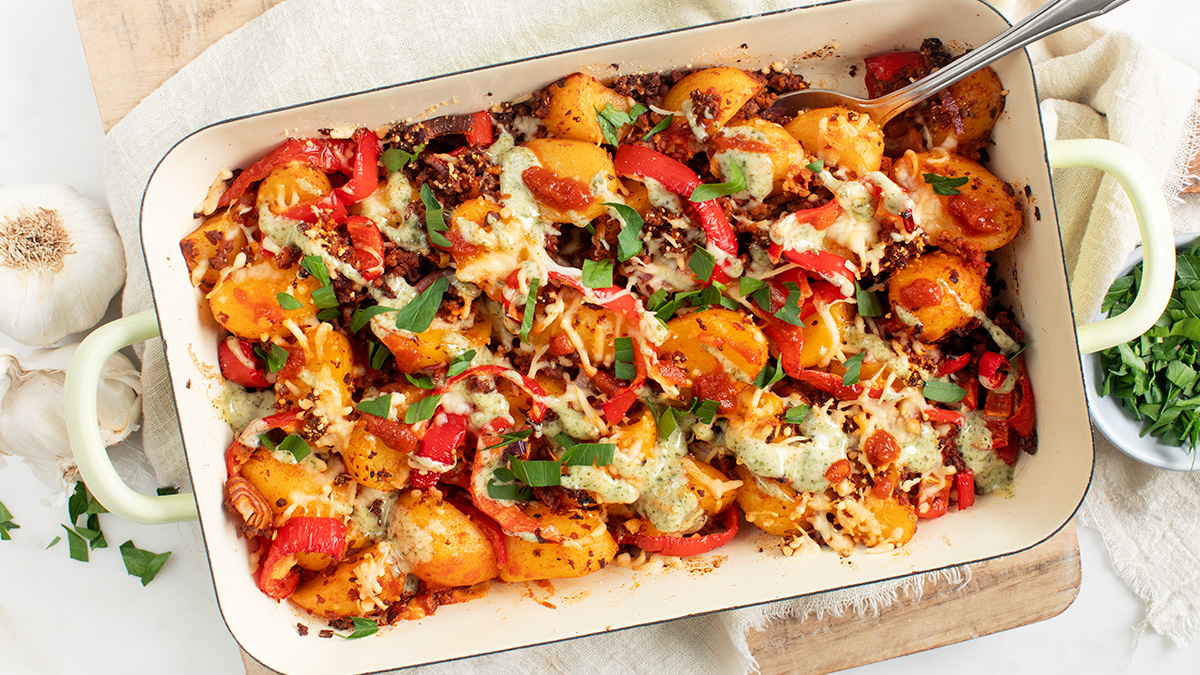 Patatas bravas ovenschotel