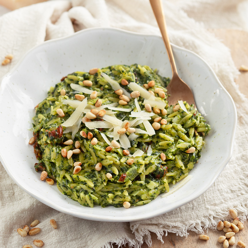 Orzo met spinazie en tomaatjes recept